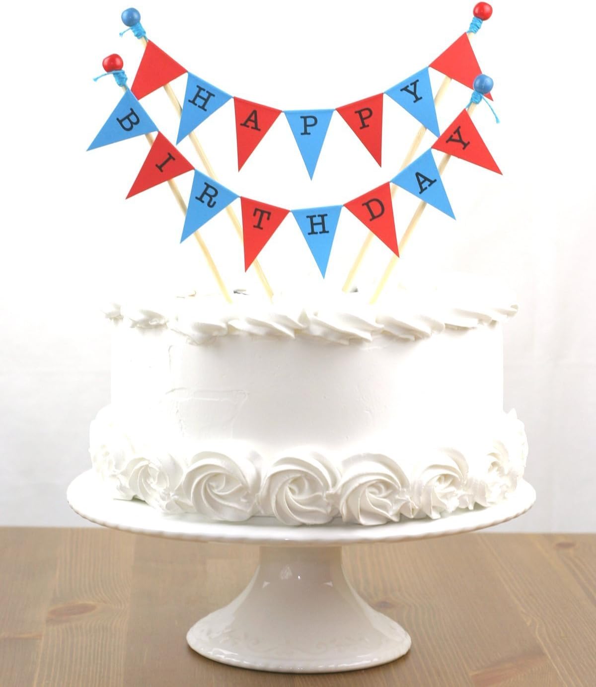 amazing buntings, Happy Birthday Cake Bunting Topper, Red and Blue Colours, Hand Made in UK, 113