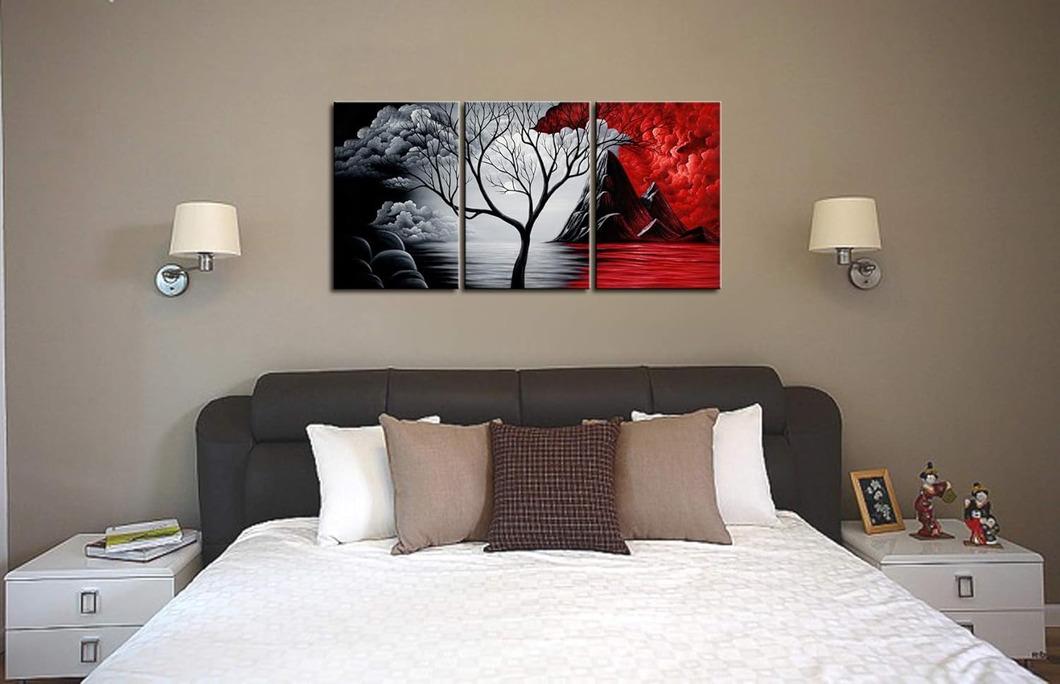 Wieco Art The Cloud Tree Wall Art Oil PaintingS Giclee Landscape Canvas Prints for Home Decorations, 3 Panels: Posters & Prints