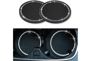 WUBBALUBBA Universal Vehicle Bling Travel Auto Cup Holder Insert Coasters,2.75 Inch Crystal Rhinestone Car Interior Accessories Durable Anti Slip Silicone Car Coasters (Pack of 2)