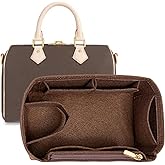 LOUKAYCCI Purse Organizer Inserts for Speedy 35 Felt Purse Inserts HandBag and Tote bag Neverful Organizer Insert (Brown,X-Large