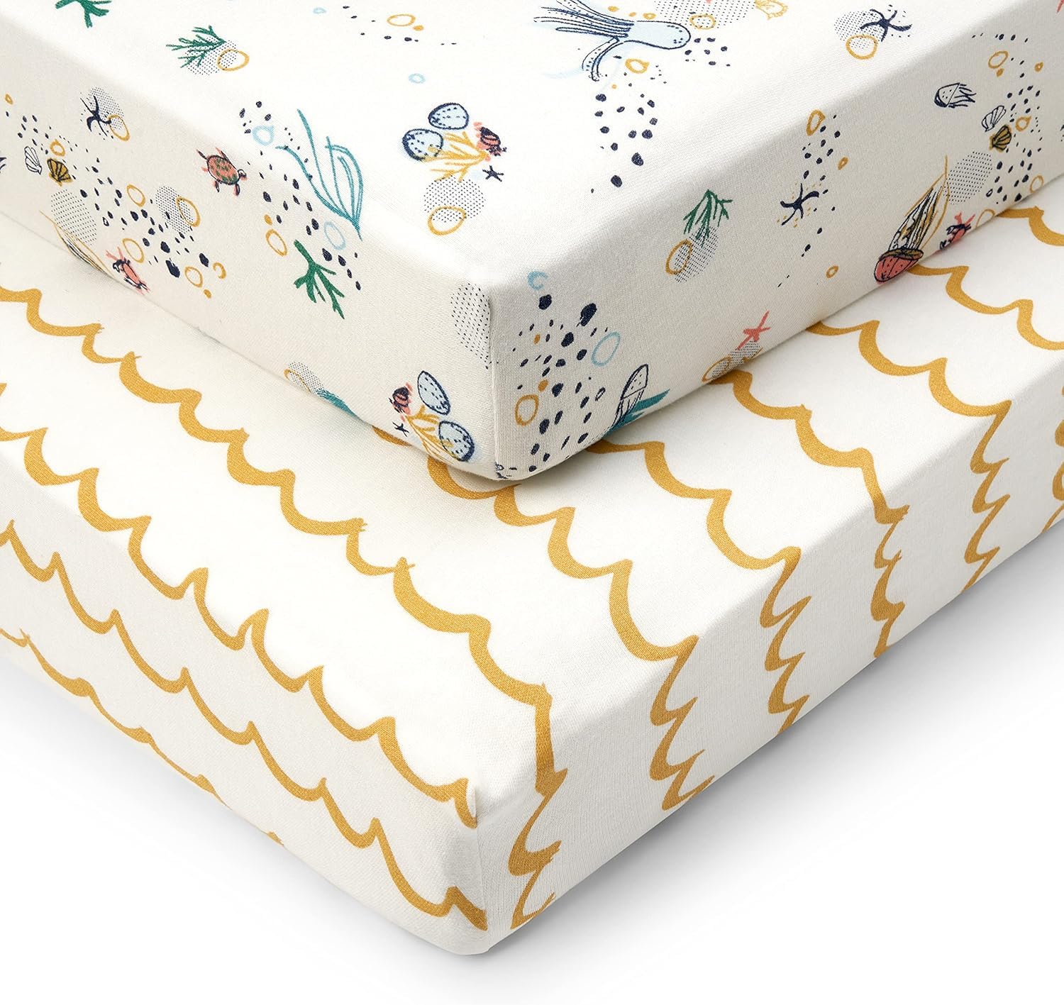 Tutti Bambini Cot Bed Fitted Sheets 2-Pack | 100% Organic Cotton, Fits 70x140cm Mattresses | Our Planet