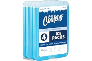 Cool Coolers by Fit & Fresh 4 Pack XL Slim Ice Packs, Quick Freeze Space Saving Reusable Ice Packs for Lunch Boxes or Coolers product image