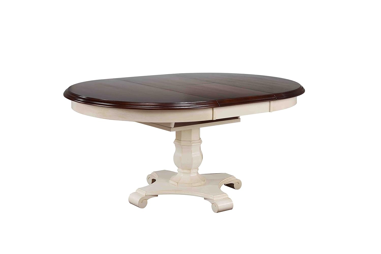 Sunset Trading Andrews Extendable Butterfly Leaf Table with Chestnut Finish Top, Antique White