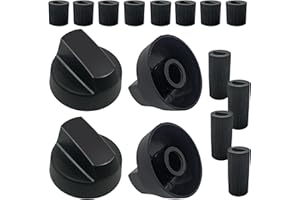 OWMOSYX 4 Pack Black Upgrade Universal Knobs Replacements Control Switch Knob with 12 Adapters Compatible for Oven Stove Rang