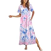 Ekouaer Women's Full Length Short Sleeve Nightgown