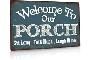 Putuo Decor Welcome to Our Porch Sign, Aluminum Metal Wall Sign for Home, Bar, Farmhouse, 12x8 Inches Use Outdoor/Indoor
