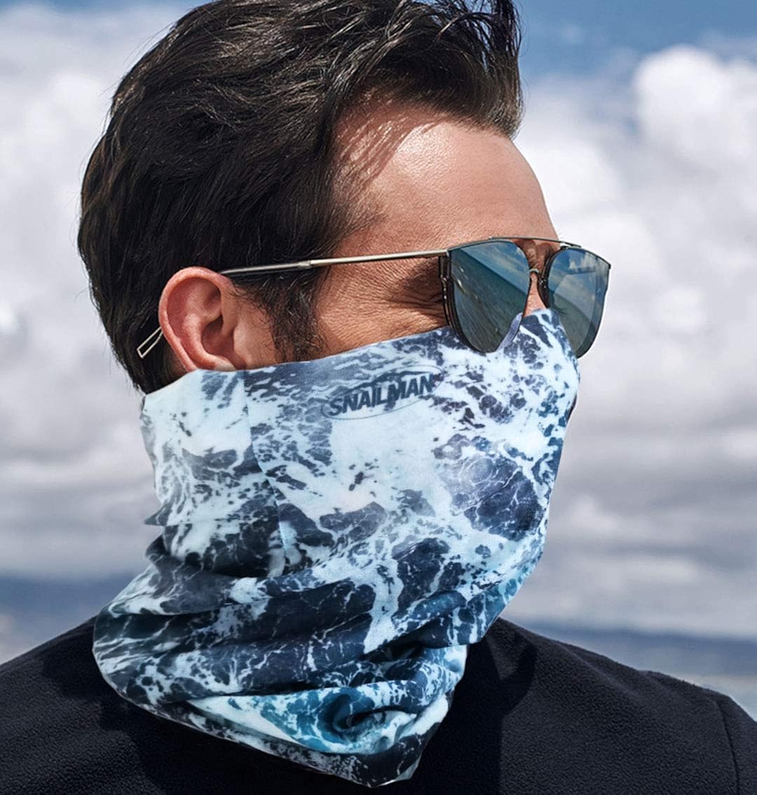 snailman Outdoor Multifunctional Bandana, UV Resistence Face Mask Balaclavas, Hiking Climbing Magic Scarf, Seamless Running Gym Headwear Hairband, Fishing Riding Motorcycling Headband(Wave) at  Men’s Clothing store