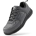 FitVille Extra Wide Steel Toe Shoes for Men Wide Water Resistant Leather Composite Toe Work Shoes for Men Slip Resistant