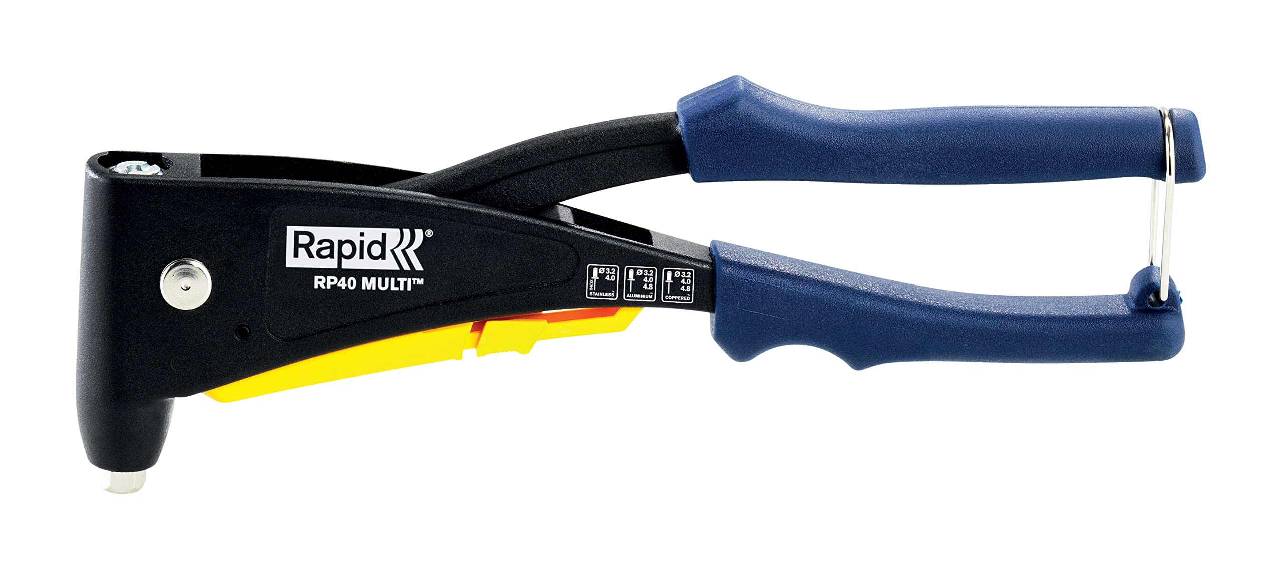 Rapid RP40 Multipurpose Hand Riveter with Multi Nozzle, for 3.2 and 4.0 Stainless Steel Rivets and 3.2, 4.0 and 4.8 Aluminium Rivets, 5001125