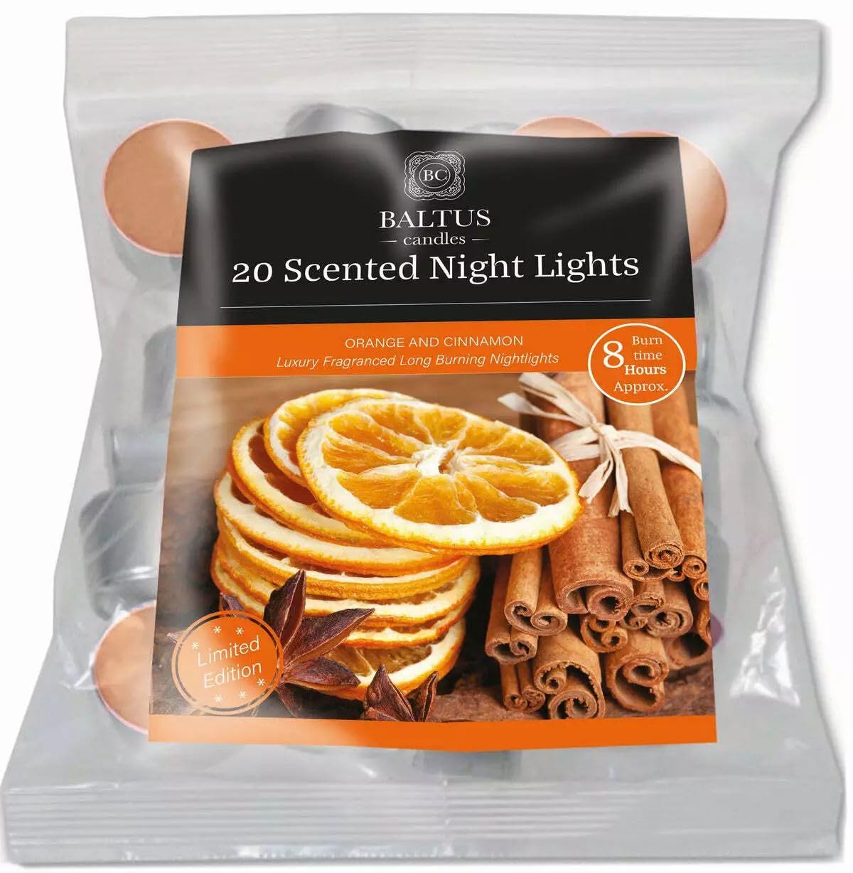 Winter Fragrance 8 Hour Tea Lights 20 Pack (Orange & Cinnamon)