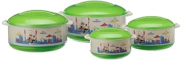 Princeware Elite Plastic Casserole Set, 4-Pieces, Green