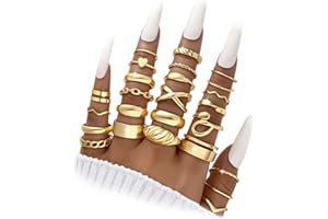 YEEZII 25 Pcs Gold Knuckle Rings Set for Women, Cute Stackable Finger Midi Rings, Dainty Gold Chunky Stacking Statement Womens ring pack