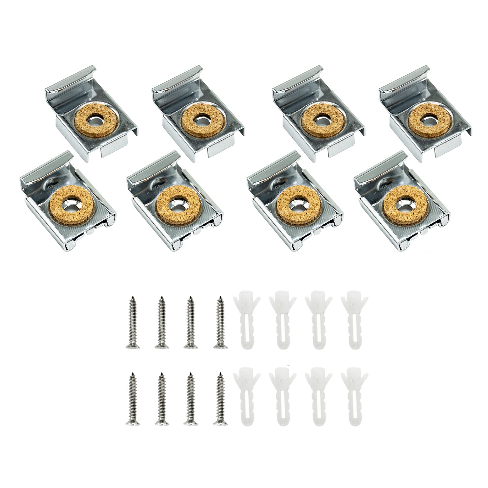 Frameless Mirror Glass Wall Hanging Fixing Kit - 8pcs Mirror Hanger Clips Suitable for Bathroom, Living Room & Public Places - 2 Sets