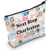 JXGZSO Charleston Travel Gift Next Stop Charleston Makeup Bag Bachelorette Gift South Carolina City Trip Gift Traveler Merch