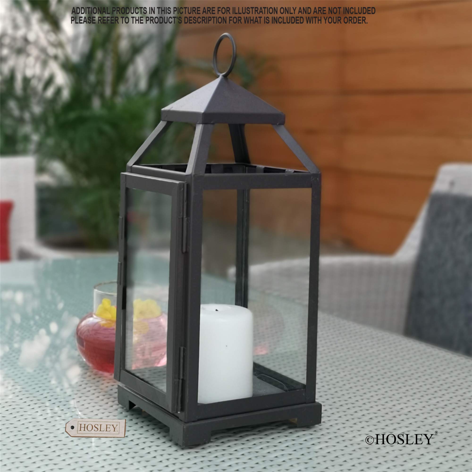 Hosley 14 Inch High Large Clear Glass Iron Classic Style Lantern Ideal Gift for Parties Weddings Aromatherapy and LED Spa Settings 05