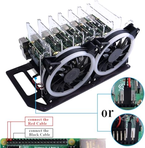 GeeekPi Raspberry Pi Cluster Caja, Raspberry Pi Rack Case Caja apilable con ventilador 120mm RGB LED 5V Fan para Raspberry Pi 4B / 3B + / 3B / 2B / B + y Jetson Nano (8 capas)