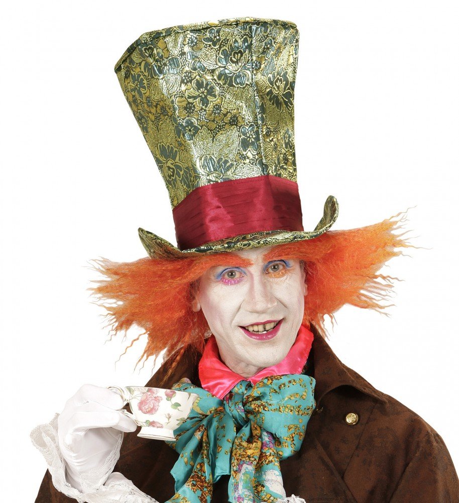 shoperama Crazy Hatter Cylinder with Hair Mad Hatter Costume Hat Wig