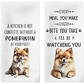 Tzhim Pomeranian Gifts Kitchen Towels Set of 2, Pomeranian Gifts for Women, Pomeranian Dog Dish Towels Tea Towels for Kitchen, Pomeranian Dog Hand Towels, Dog Kitchen Bathroom Decor, 16x24 Inch