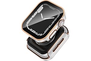 Meorcr Hard PC Case Compatible with Apple Watch 45mm 44mm 41mm 40mm Series 8/7/6/5/4/SE with Tempered Glass Screen Protector,