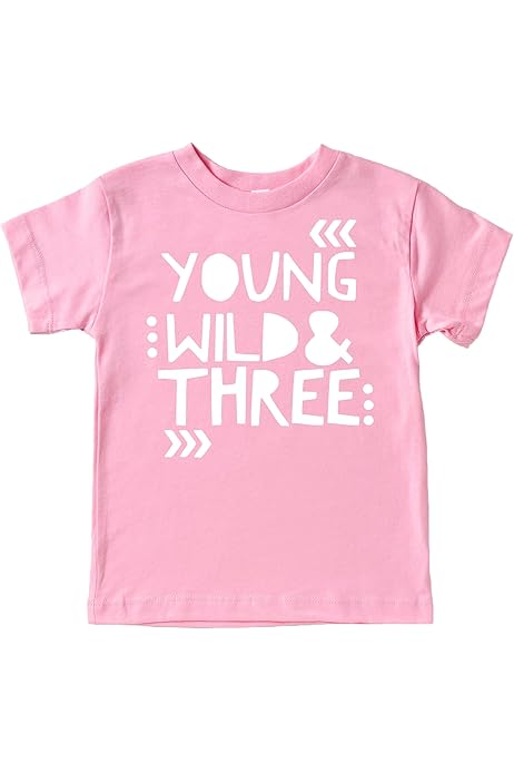 Young Wild and Three Girls 3rd Birthday Shirt for Toddler Girls Third Birthday Outfit