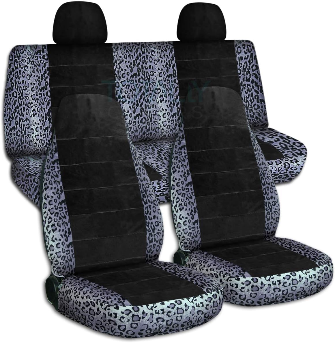 Totally Covers Animal & Black Car Seat Covers w 2 Rear Headrest Covers Gray Leopard Semi Totally Covers Animal & Black Car Seat Covers w 2 Rear Headrest Covers Gray Leopard Semi