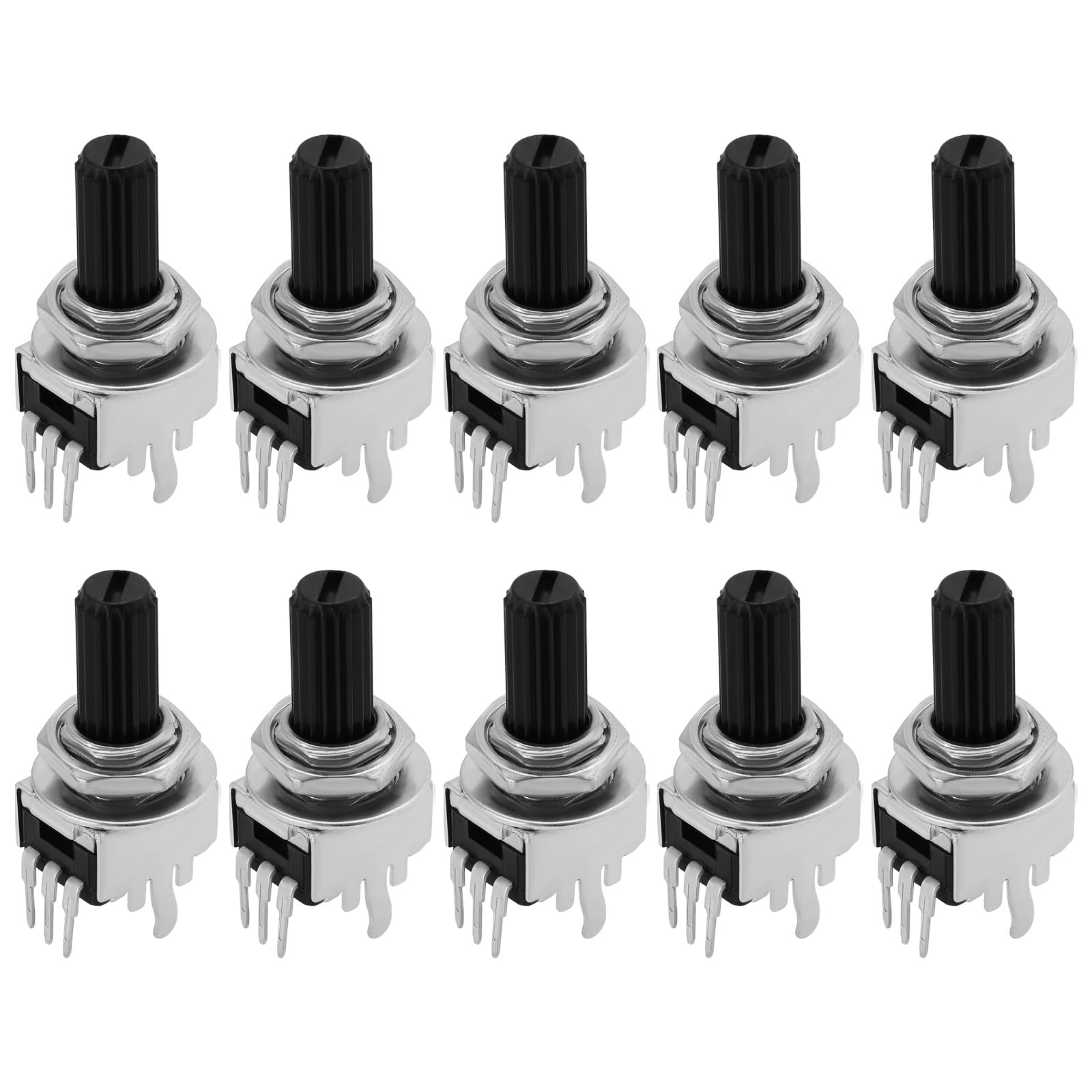 The Lord of the Tools 10PCS Logarithmic 9mm Potentiometer 10K Ohm 6mm Knurled Shaft 25mm Shaft Length for PCB or Panel Mount Applications Use with Communications Equipment Consumer Goods