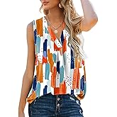 XIEERDUO Women's V Neck Chiffon Tank Top Sleeveless Work Office Pleated Blouses Tops