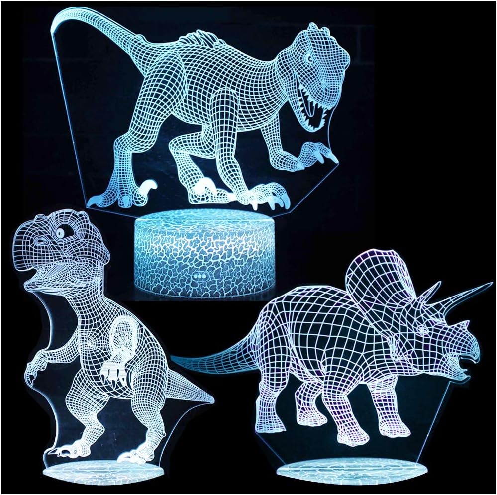 MD Lighting 3D Dinosaur Night Light for Kids, 7 Colors LED Touch