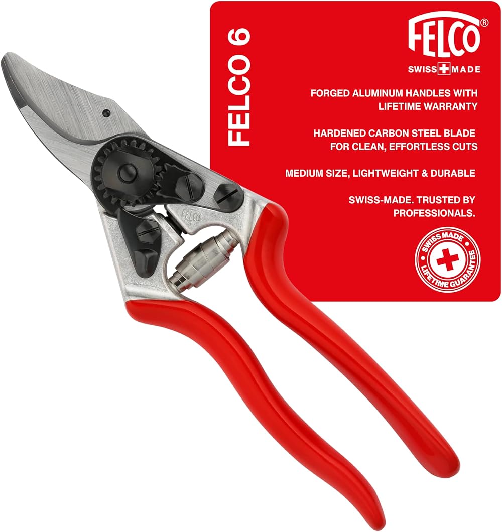 FELCO FEL6 Model 6 Compact Secateurs Red Lightweight Aluminum Handles