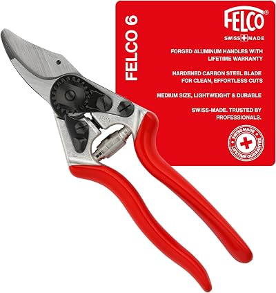 FELCO FEL6 Model 6 Compact Secateurs Red Lightweight Aluminum Handles