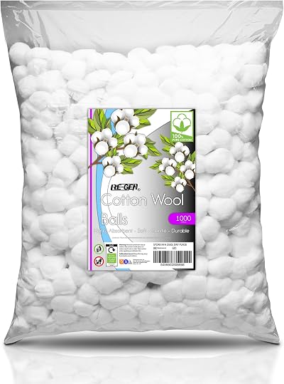 RE-GEN 1000pc Natural Cotton Wool Balls Healthcare Dressing Cleaning