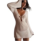GORGLITTER Women's Crochet Dress Swimsuit Coverup Long Sleeve Bikini Bathing Suit Swim Suits Beach Cover Ups Swimwear
