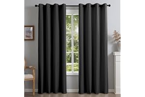 DrapeMaster Fire Retardant Fluorine Free NFPA701 Standard Curtains 63 inches 2 Panels 100% Blackout Drapes for Bedroom Living