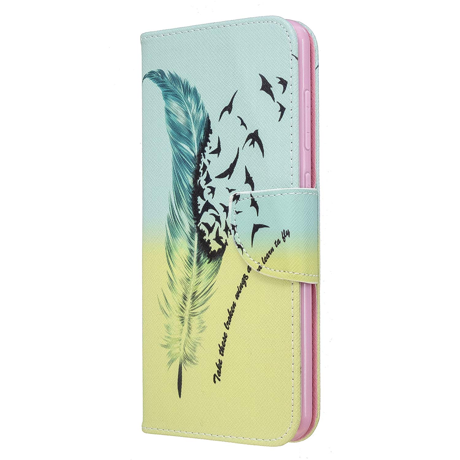 Samsung S20 FE Case Leather Flip Shockproof, Phone Case for Samsung Galaxy S20 Fan Edition with Magnetic Stand Card Holder Money Pouch Folio Silicone Bumper Protective Cover, Feather