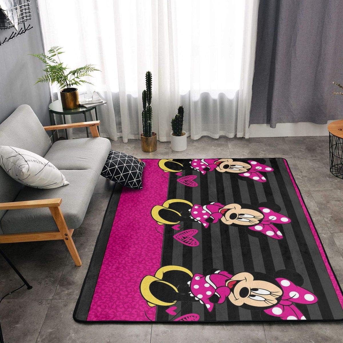 Amazon Com Cute Minnie Mouse Soft Area Rugs Bedroom Carpets For Living Room Bedroom Kids Room Girls Room Nursery Home Decor Carpet 63 X 48 Inches Kitchen Dining
