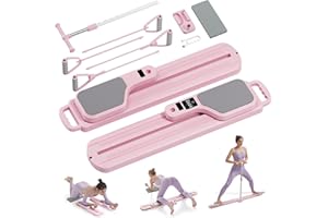 X-MANGO Pilates Equipment, Pilates Board - Multifunctional Pilates Reformer, Reformer Pilates Machine with Reps,Kcal & Timer Display, Home Pilates Kit with Resistance Bands - Workout Sets for Women