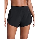 CRZ YOGA Dolphin Flat Waist Athletic Shorts for Women 3" - High Rise Quick Dry for Running Workout Gym Track with Zip Pockets