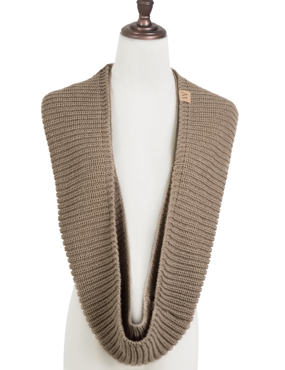 EVRFELAN Winter Warm Knitted Infinity Scarf and Beanie Hat Set ( Chocolate)