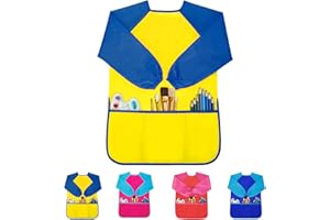 Milifox Kids Art Smock, Toddler Paint Smock, Waterproof Long Sleeve Painting Apron Kids with 3 Pockets
