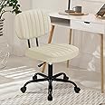 DUMOS Armless Home Office Desk Chair -Small Ergonomic with Low Back Lumbar Support, Height Adjustable PU Leather Computer Tas