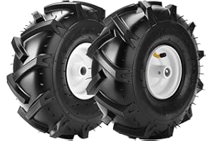 CHENKENI 11x4.00-4" Tiller Tires and Wheels, (2-Pack 3/4" Axle Bore, 3-1/8" Centered Hub) 11x4.00-4" Tiller Tires Replacement for Craftsman & Troy-Bilt Garden Tractors, Tillers & Trenchers