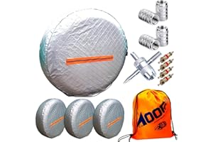 Aootf Tire Covers for RV Wheel -Trailers Tire Covers Set of 4 and Tire Tools 14 Sets for Motorhome Wheel Covers RVS,Boat,Waterproof Reflective Safety Tire Protectors Fits 26" to 29" Wheels (4PCS)