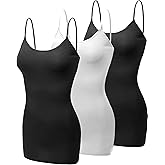 Emmalise Women's Basic Casual Long Camisole Adjustable Strap Cami Layering Top