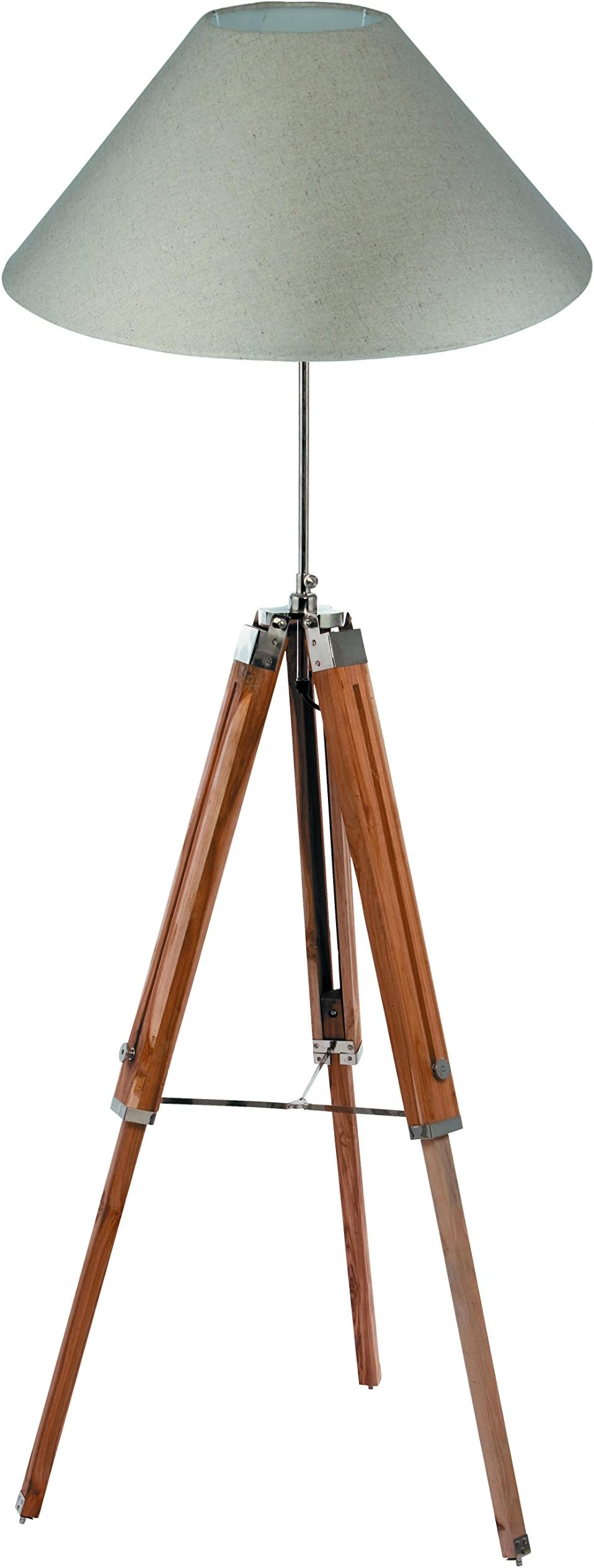 Pacific Lifestyle Wood Tripod Floor Lamp Base, Brown and White