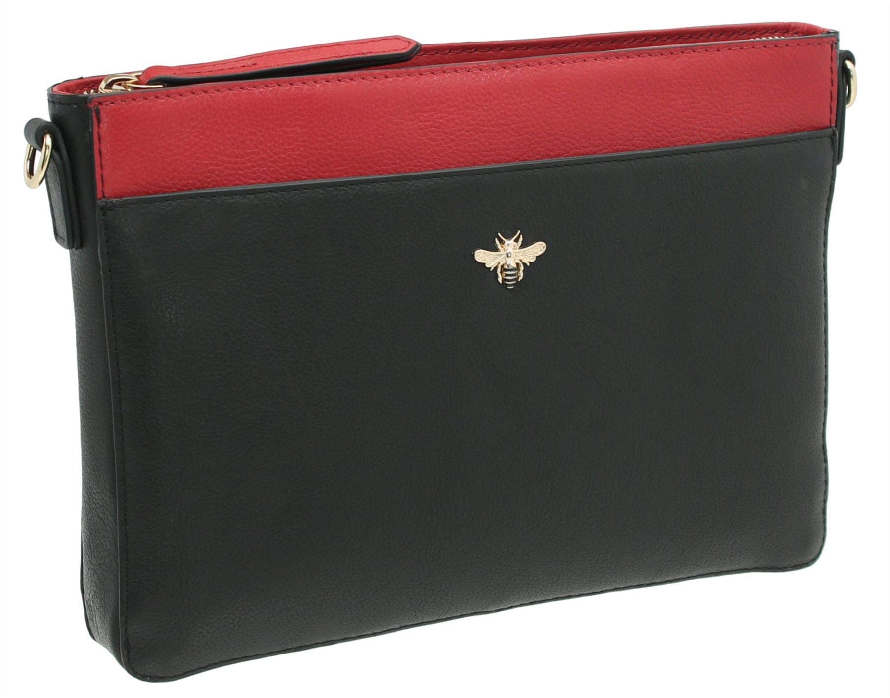 Mala Leather Mason Collection Small Leather Shoulder/Cross Body Bag 7191_27 Black/Red