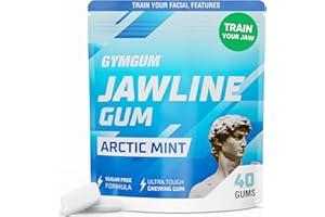 Gymgum Jawline Gum | Hard Chewing Gum For Jaw Strength | Train Your Facial Features - Mewing Jaw Gum | Ultimate Jawline Exerciser | 0 Calories & Sugar Free Hard Gum (Arctic Mint, 40 Count)
