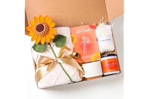 oolevassy Sunflower Gifts for Women, Care Package for Women, Birthday Box for Woman, Hug in A Box, Get Well Basket, Birthday Gift Set, Self Care Gift Basket for Mom Her Friend Sister Wife Grandma