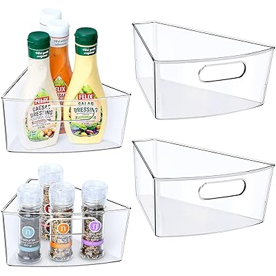 Buy Jeisslia Lazy Susan Cabinet Organizer Bins 10 2 X 9 4 X 4 Clear Plastic Kitchen Cabinet Storage 1 8 Wedge Food Safe Bpa Free With Non Slip Accessories Set Of 4 Online In Indonesia B08rhx2nfk