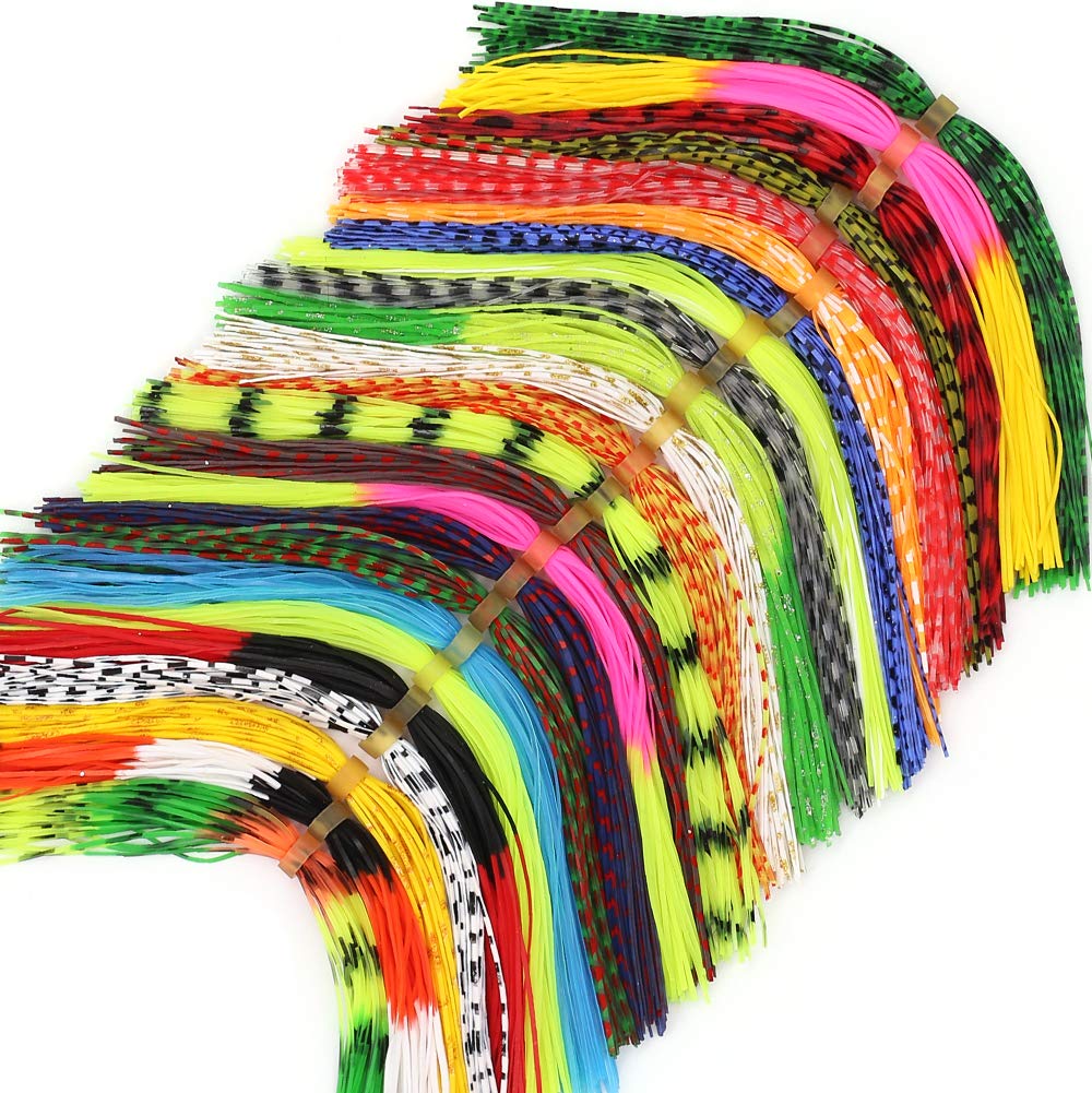 XFISHMAN Fly-Tying-Materials-Rubber-Legs-Silicone-Rubber Skirt 12-24 Colours Fly Tying Supplies, Kit of 24 Colours