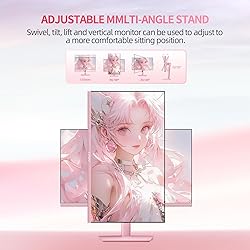 CUNPU 27 Inch Pastel Pink Gaming Monitor QHD